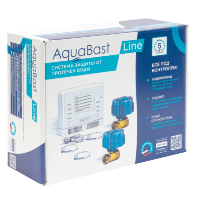 Комплект защиты от протечки воды AquaBast Line Коттедж 1/2” (1 кран 3 провод. датчика) (Р-О)