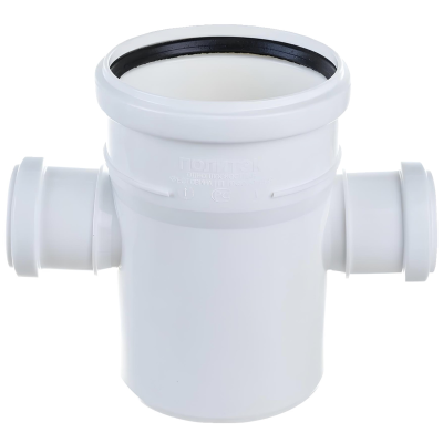Крестовина канализационная одноплоскостная бесшумная белая D-110/50/50 (90 град.) ПОЛИТЭК (45)