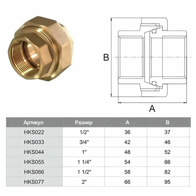 Американка прямая вн.-вн.  1/2" TIM (90/10)