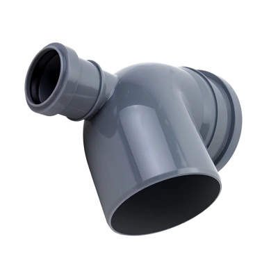 Отвод с фронтальным патрубком (выход сзади) ПП канализационный D 110/50 (87 град.) ПОЛИТЭК (35)