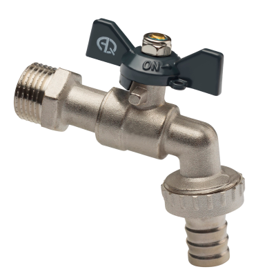 Кран водоразборный со штуцером (бабочка) AQUALINK, 3/4" (80/10)