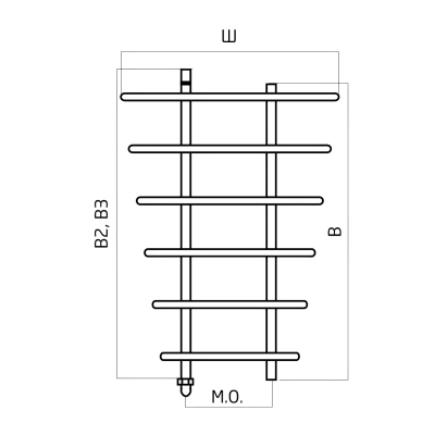 Полотенцесушитель Венеция (без полок) 1/2" вн. рез. 200х800 (6 перекл.) нерж.