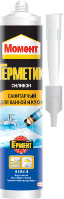 Герметик силиконовый санитарный "Момент" для ВАННЫ и КУХНИ белый 280 мл (12)