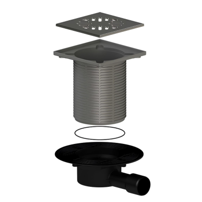 Трап регулируемый горизонтальный с сух. затв. D50/40 с нержавеющей решеткой — ТП-510 Татполимер