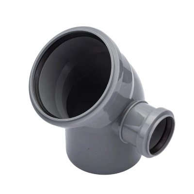 Отвод с фронтальным патрубком (выход вправо) ПП канализационный D 110/50 (45 град.) ПОЛИТЭК (45)