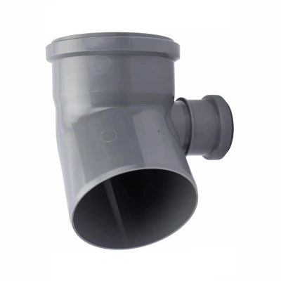 Отвод с фронтальным патрубком (выход вправо) ПП канализационный D 110/50 (45 град.) ПОЛИТЭК (45)