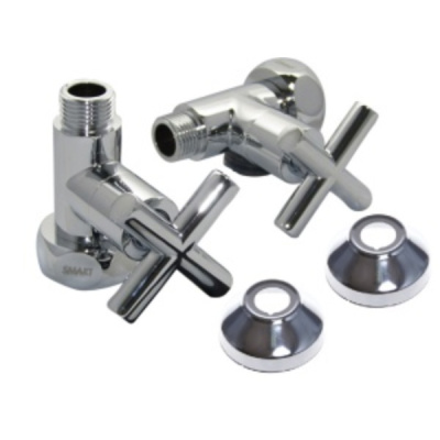 Пара вентилей для п/с прямой ручка-крест с отраж. 1"x1/2" г/ш (10)
