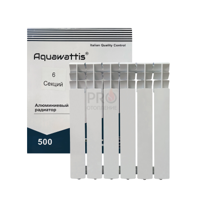 Радиатор алюминиевый АQUAWATTIS 500х80 / 6 СЕКЦИЙ/