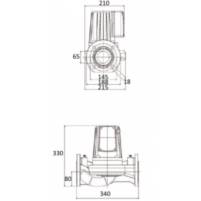 Насос фланц. циркуляционный PUMPMAN GRS 65/11F 340 мм (1500 Вт., 750 л/мин., 11 м. напор, 380 V)